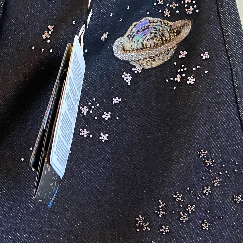 🪐☄️⭐Final Price⭐🌑🌜Valentino Space Embroidered Cuffed Jeans, Size 29 - Picture 13 of 16